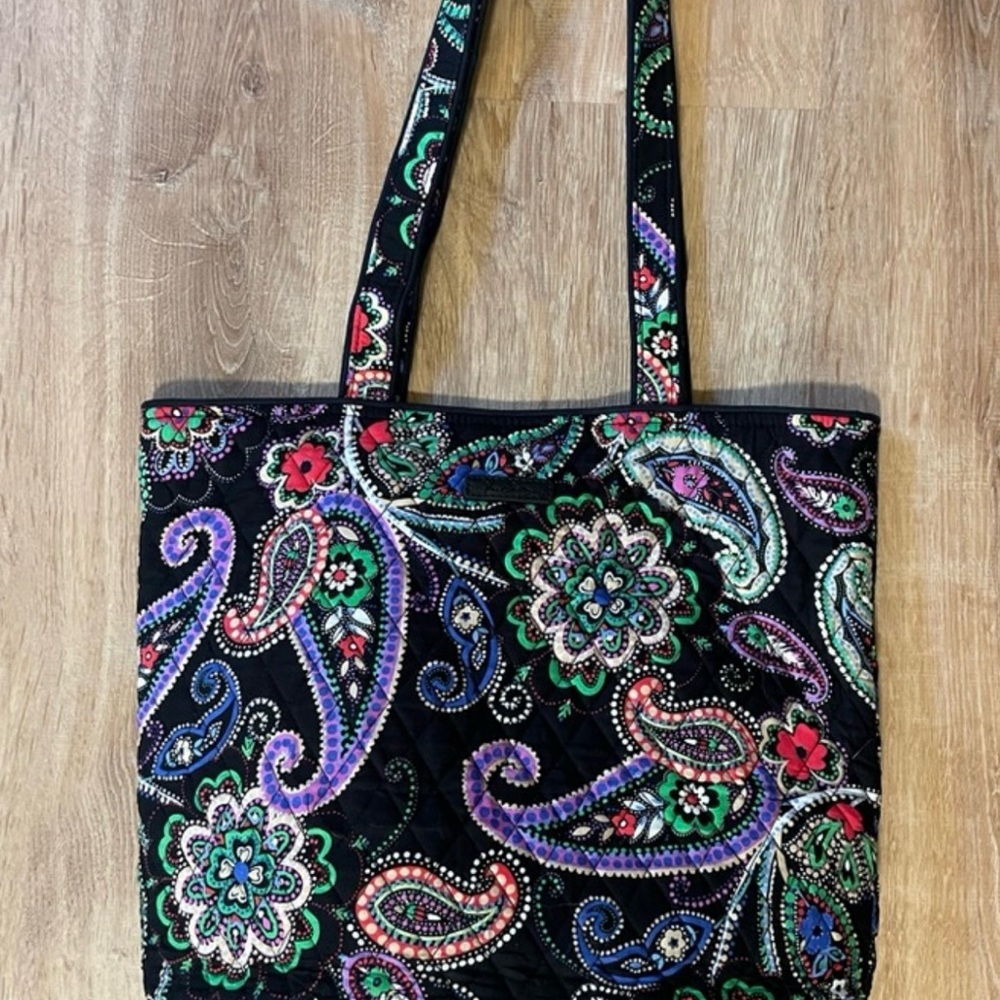 Vera Bradley Black Tote Bag with matching wallet